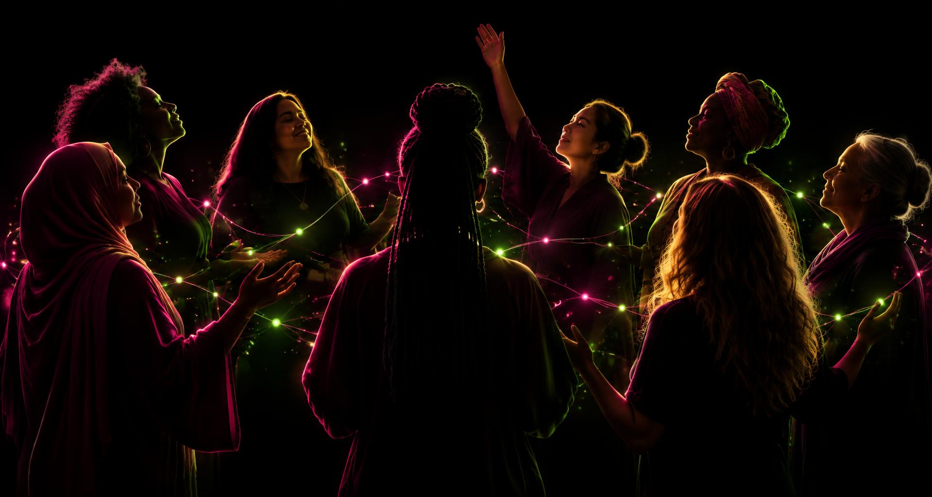 Representative illustration of women connected in community