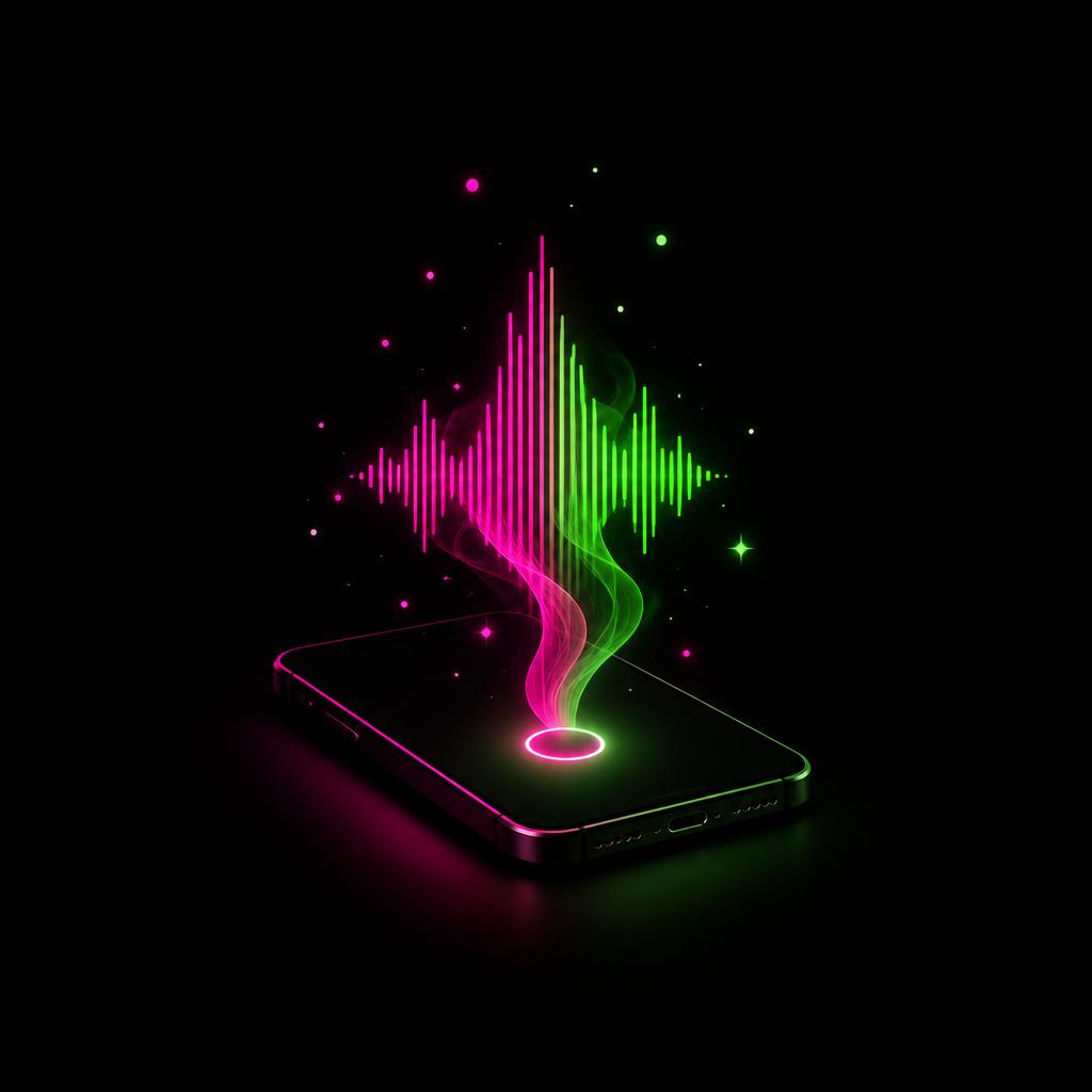 Illustration of a weekly voice message with pink and green sound waves